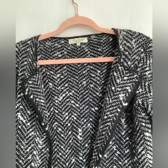 Cocogio Sweater Womens S Gray Black Knit Open Front Wool Blend Cardigan - Picture 6 of 8